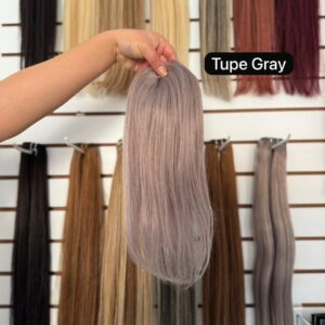 Tupe plateado tono dark Gray cabello humano