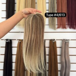 Tupé castaño tono 8 cabello humano