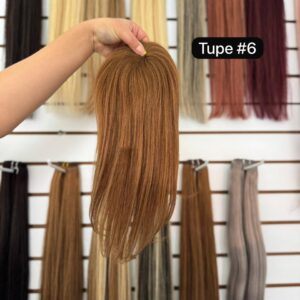 Tupé castaño tono 6 cabello humano
